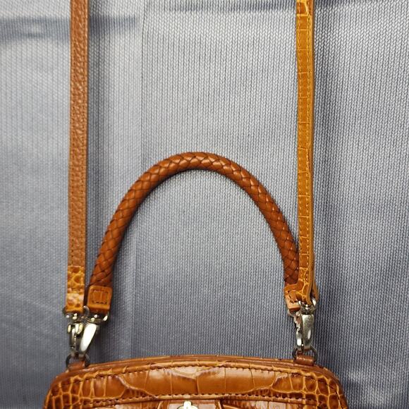 Vintage Brighton Norah Mini Crossbody Brown Leather Crocodile Embossed 2 Straps - Picture 11 of 12